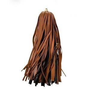 No. 21 Black Brown Leather Tassel Bag Charm Keychain Extra Large